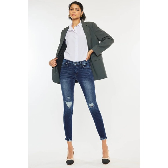 Kancan Mid Rise Ankle Skinny Ripped‎ Denim Jeans Size 9/28 - Picture 1 of 8